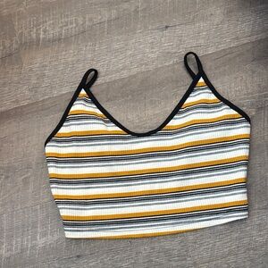 Striped Yellow and Black Women's Crop Top